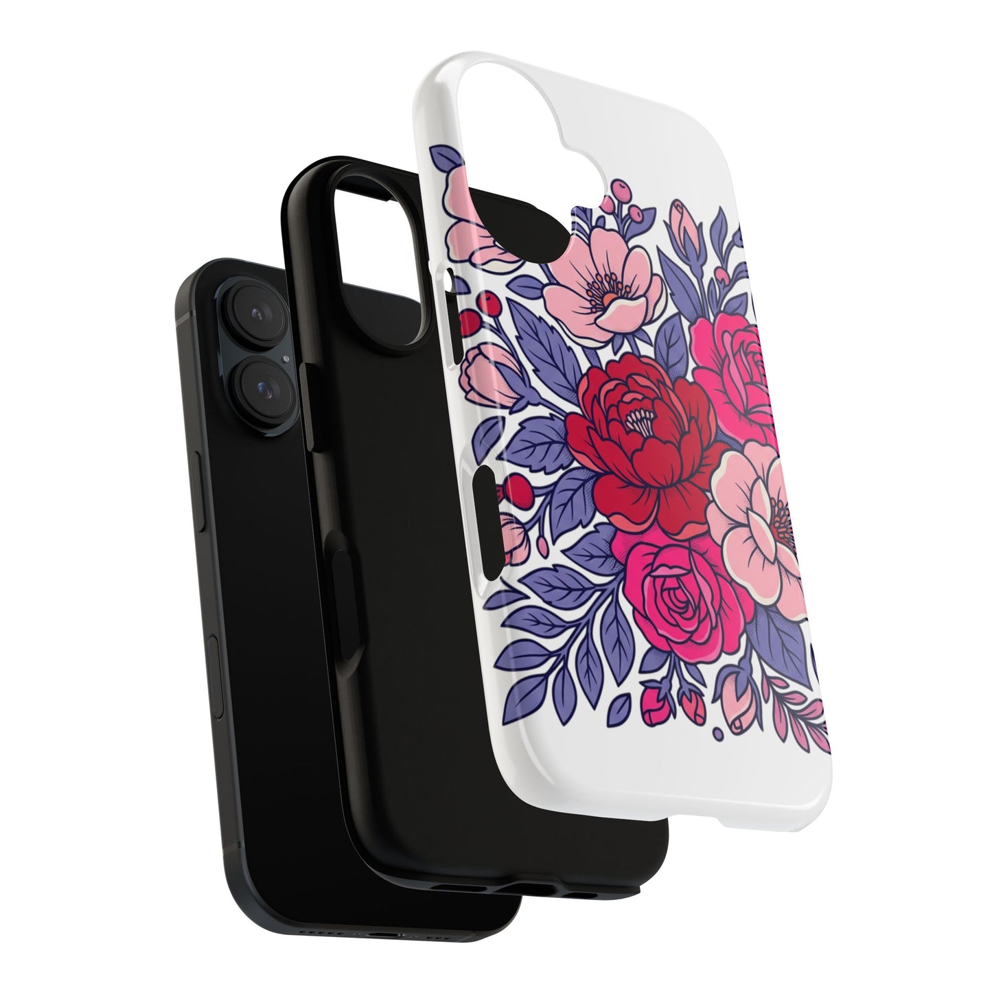 Floral Romance Phone Case – Red & Pink Rose Protective Cover