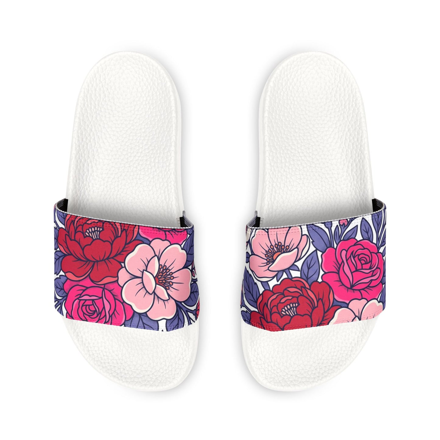Youth Floral Removable-Strap Sandals — Pink Rose Slide Sandals