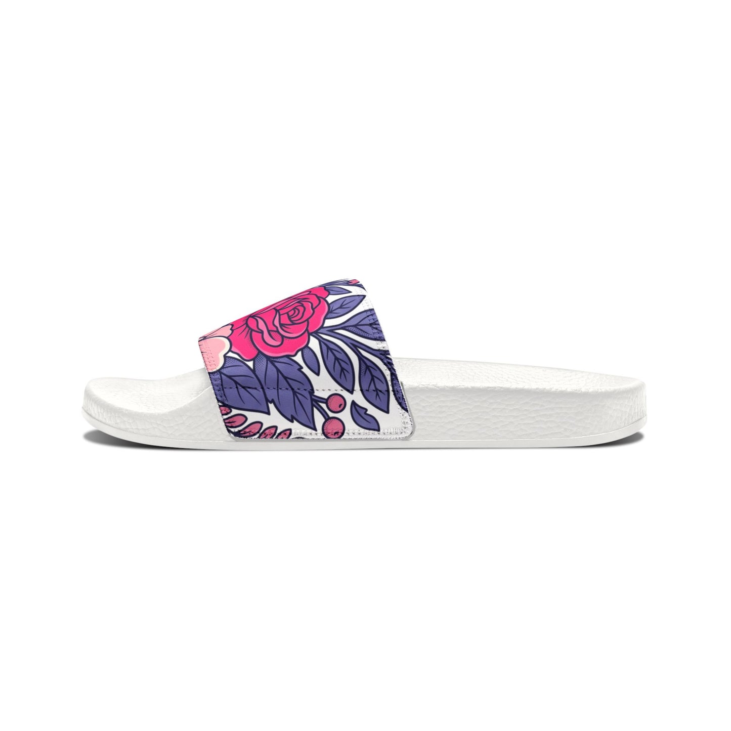 Youth Floral Removable-Strap Sandals — Pink Rose Slide Sandals