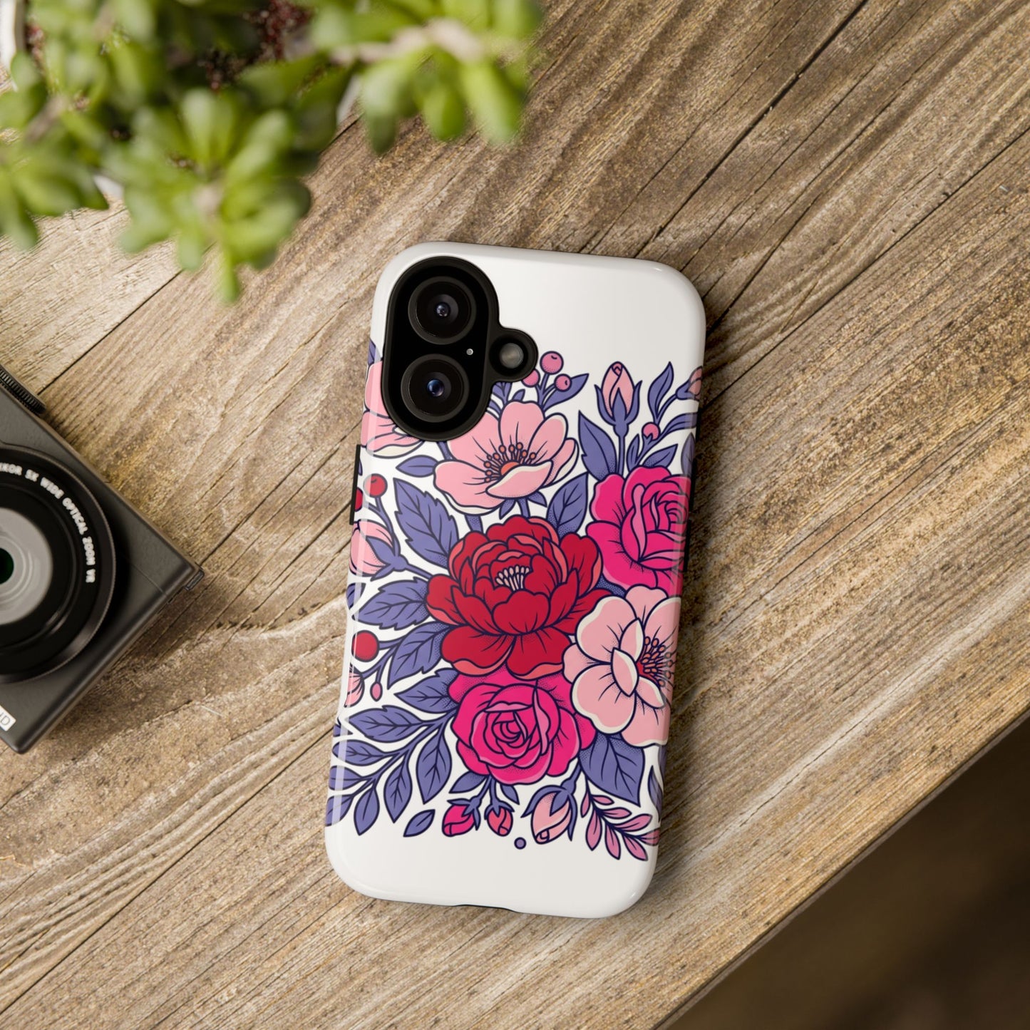 Floral Romance Phone Case – Red & Pink Rose Protective Cover
