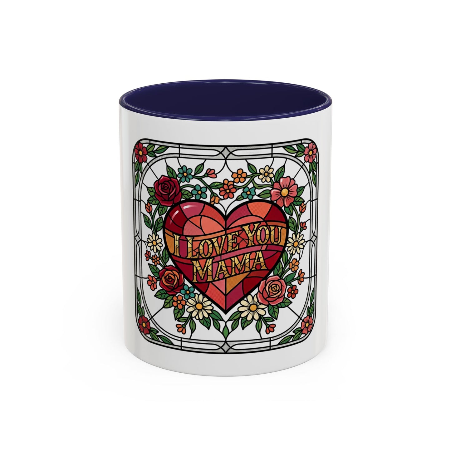 Love You Mama Stained Glass Heart Accent Coffee Mug