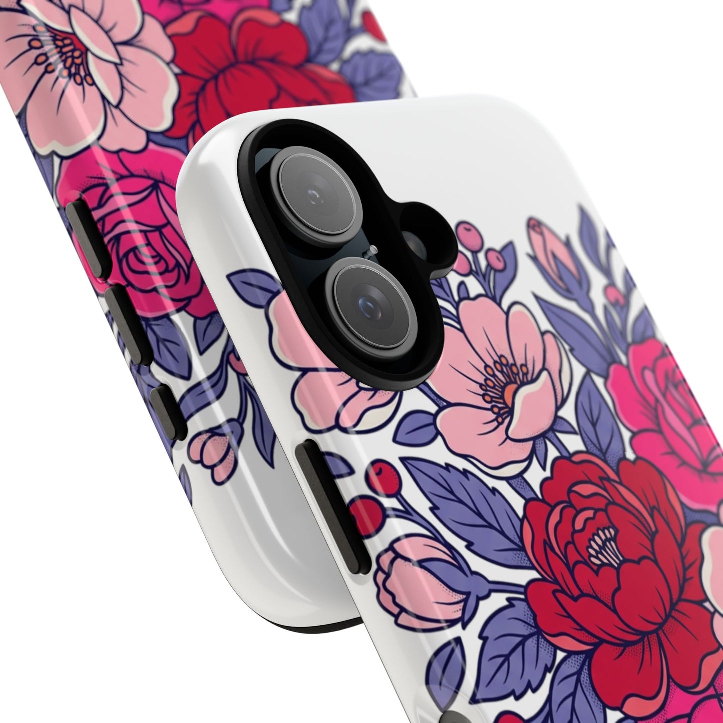 Floral Romance Phone Case – Red & Pink Rose Protective Cover