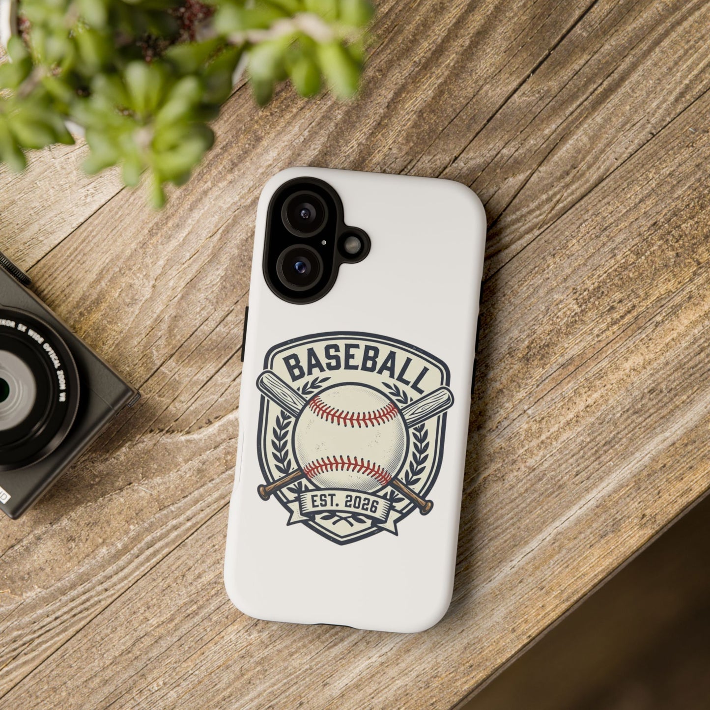 Baseball Emblem Phone Case — Vintage Ball & Bats Protective Cover