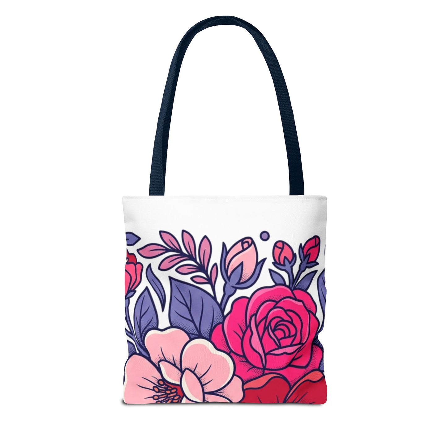 Floral Rose Bouquet Tote Bag – Pink & Purple All-Over Print
