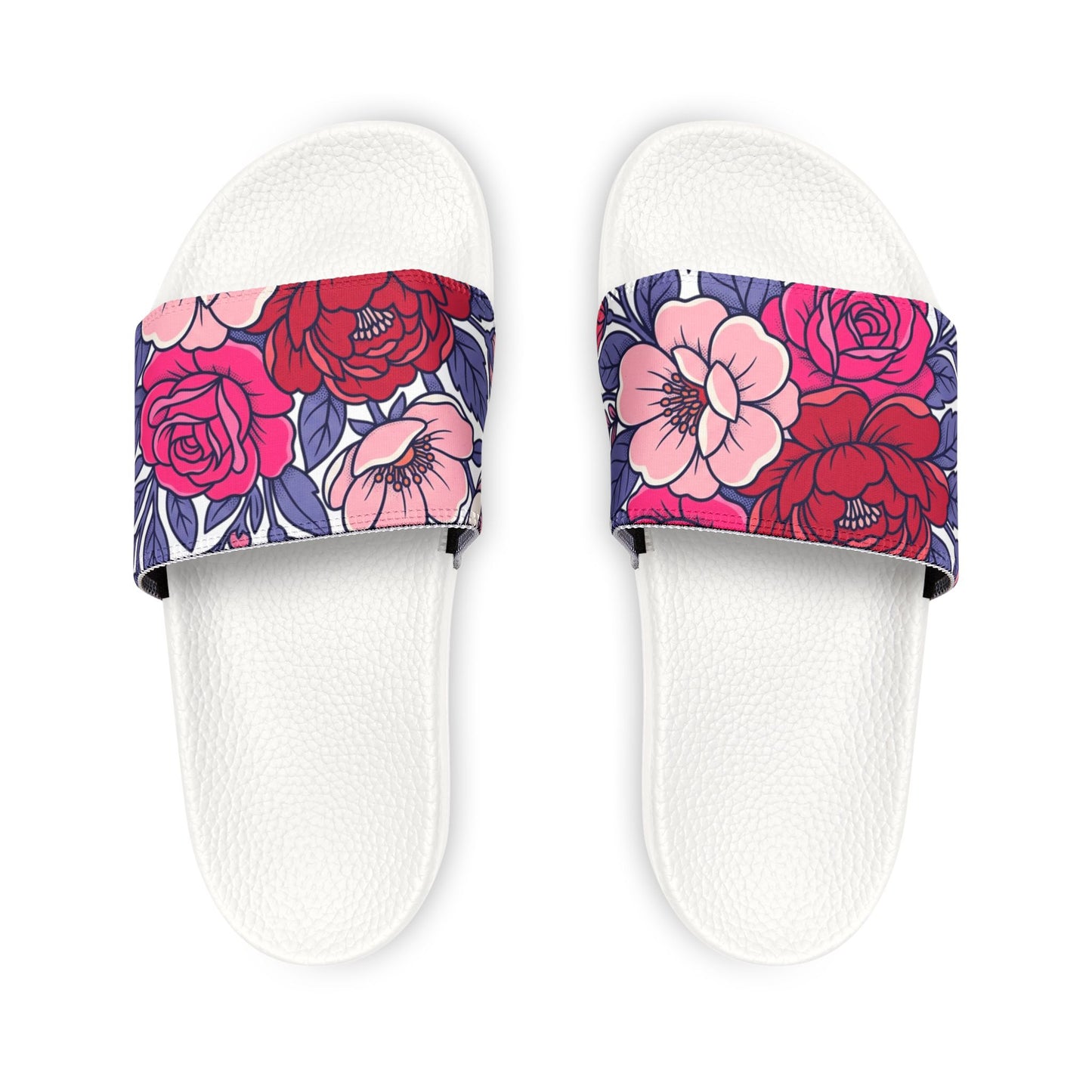 Youth Floral Removable-Strap Sandals — Pink Rose Slide Sandals