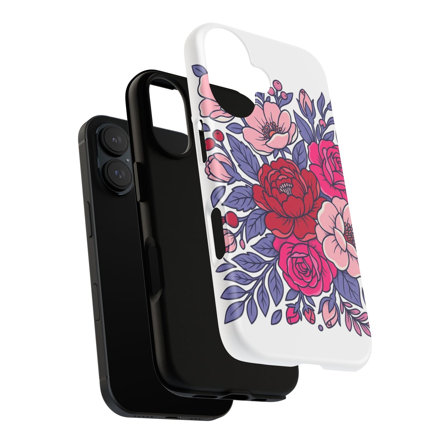 Floral Romance Phone Case – Red & Pink Rose Protective Cover