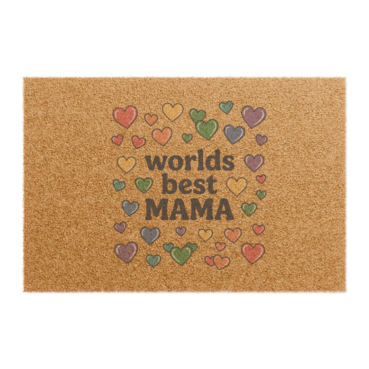 Doormat - "World's Best Mama" Heart Welcome Mat