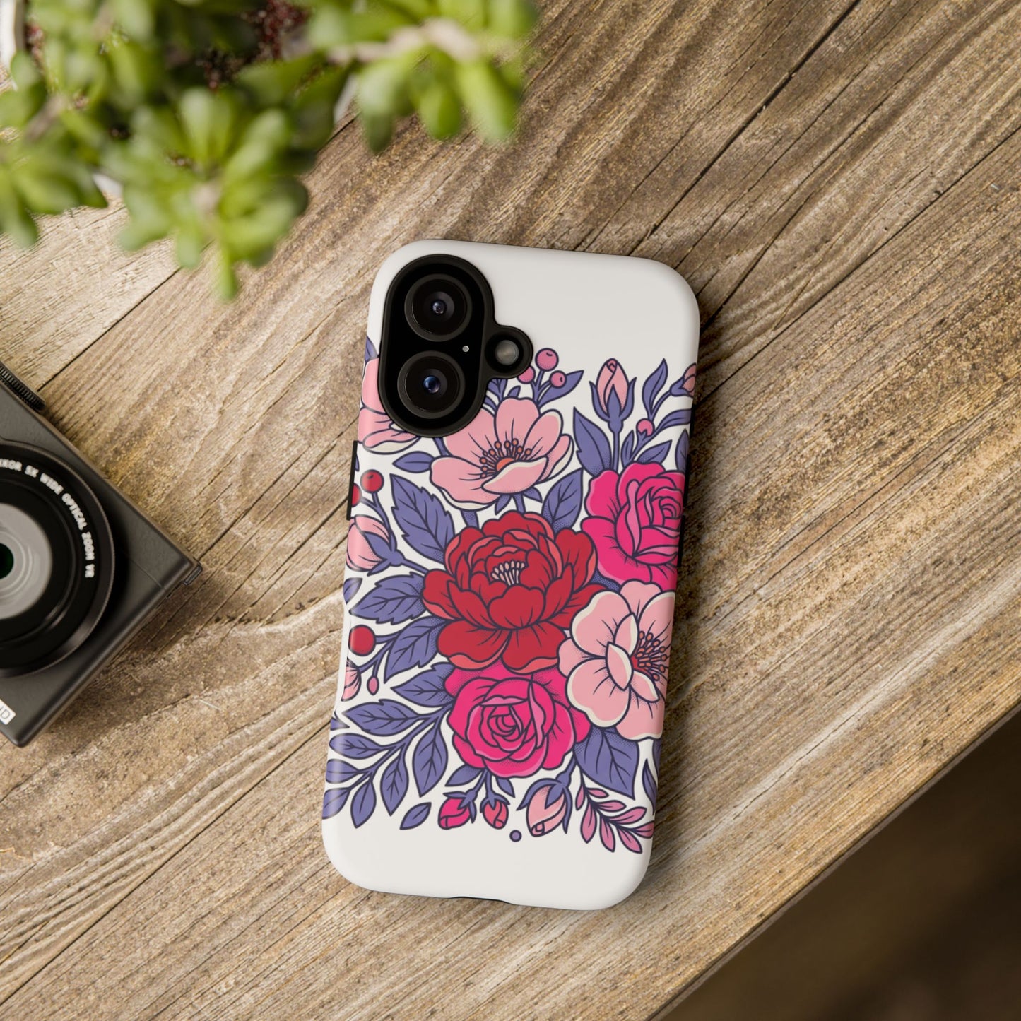 Floral Romance Phone Case – Red & Pink Rose Protective Cover