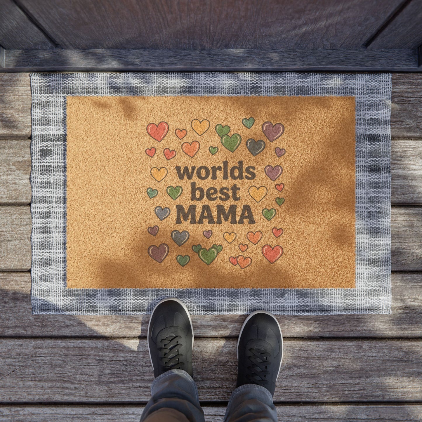 Doormat - "World's Best Mama" Heart Welcome Mat