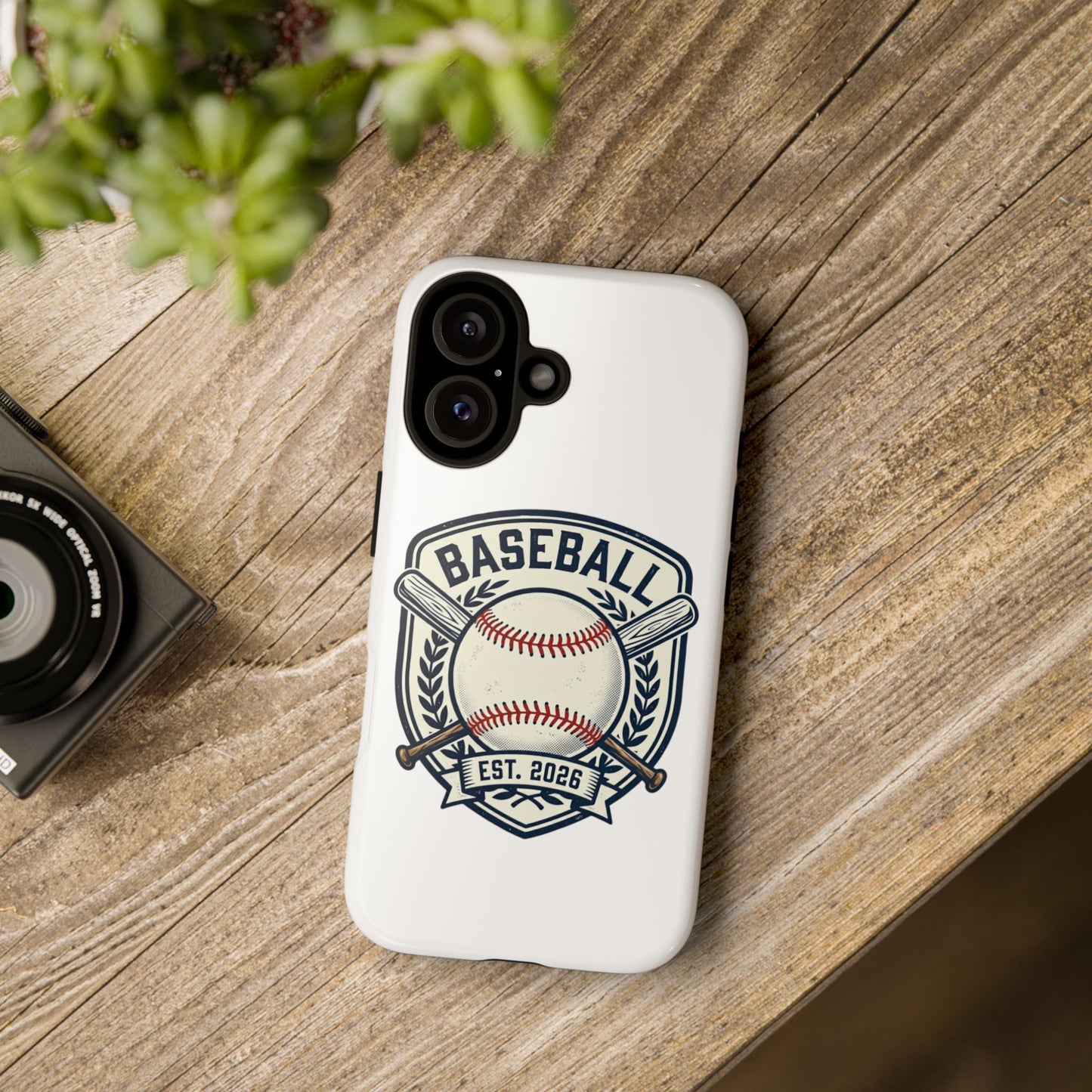 Baseball Emblem Phone Case — Vintage Ball & Bats Protective Cover