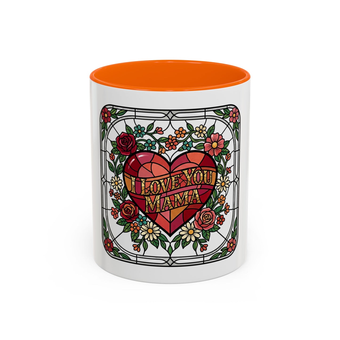 Love You Mama Stained Glass Heart Accent Coffee Mug