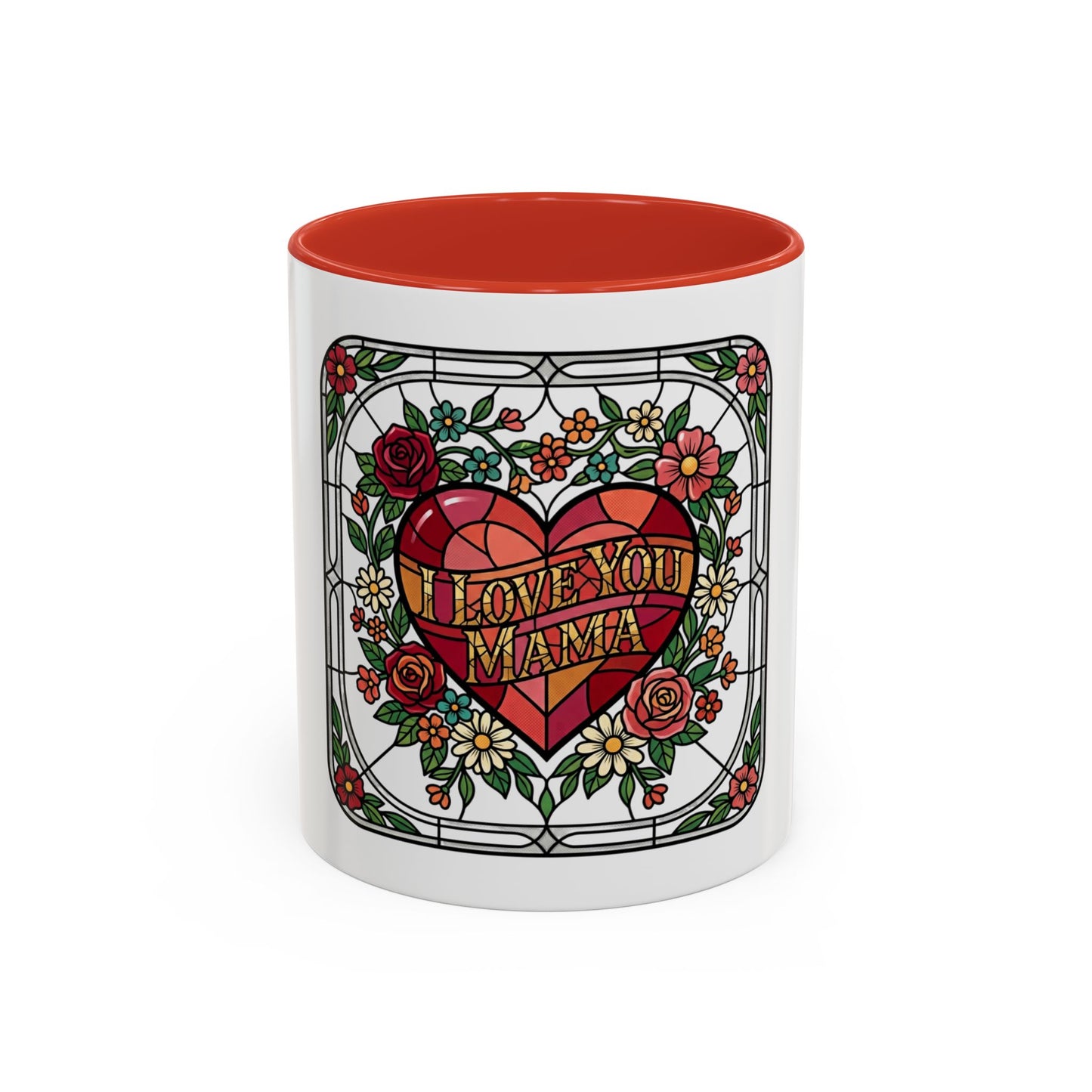 Love You Mama Stained Glass Heart Accent Coffee Mug