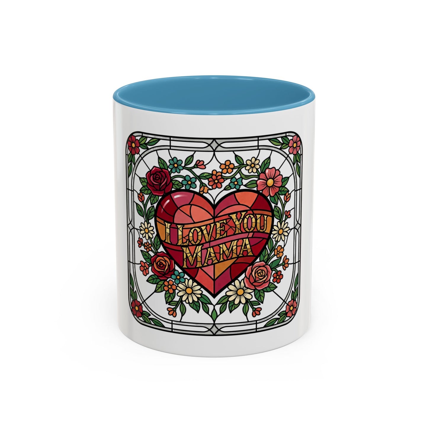 Love You Mama Stained Glass Heart Accent Coffee Mug