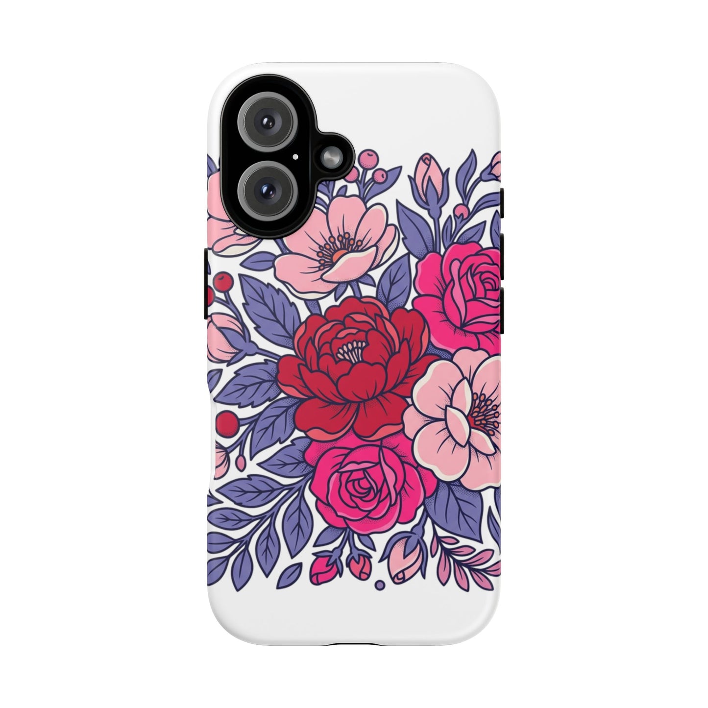 Floral Romance Phone Case – Red & Pink Rose Protective Cover